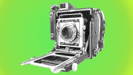 Line drawing of Speed Graphic camera