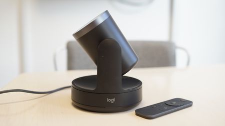 Logitech Rally looking up at maximum tilt